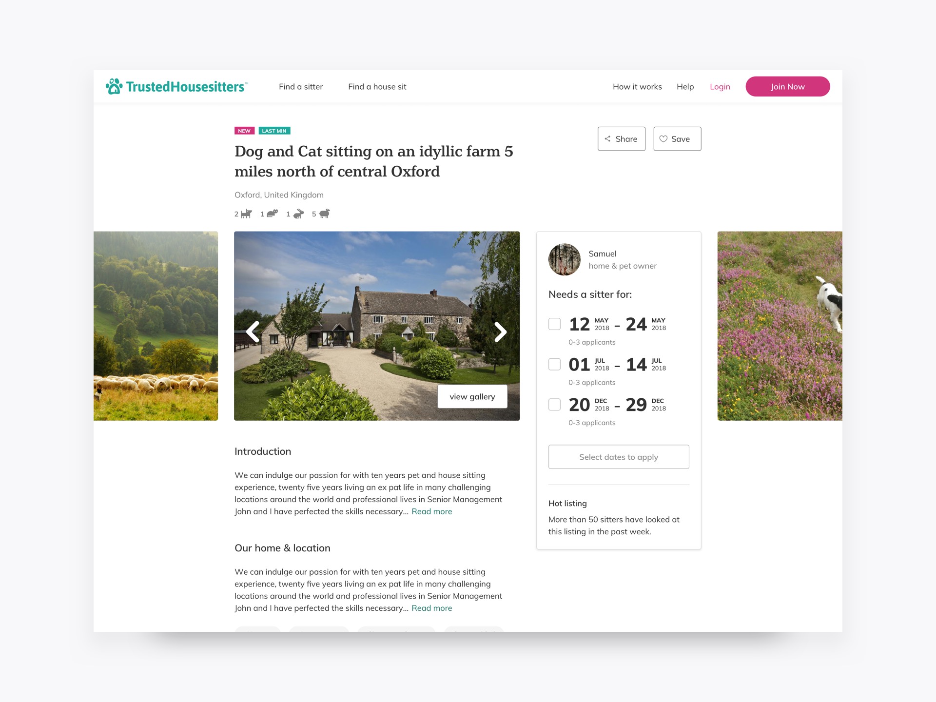 Listing page