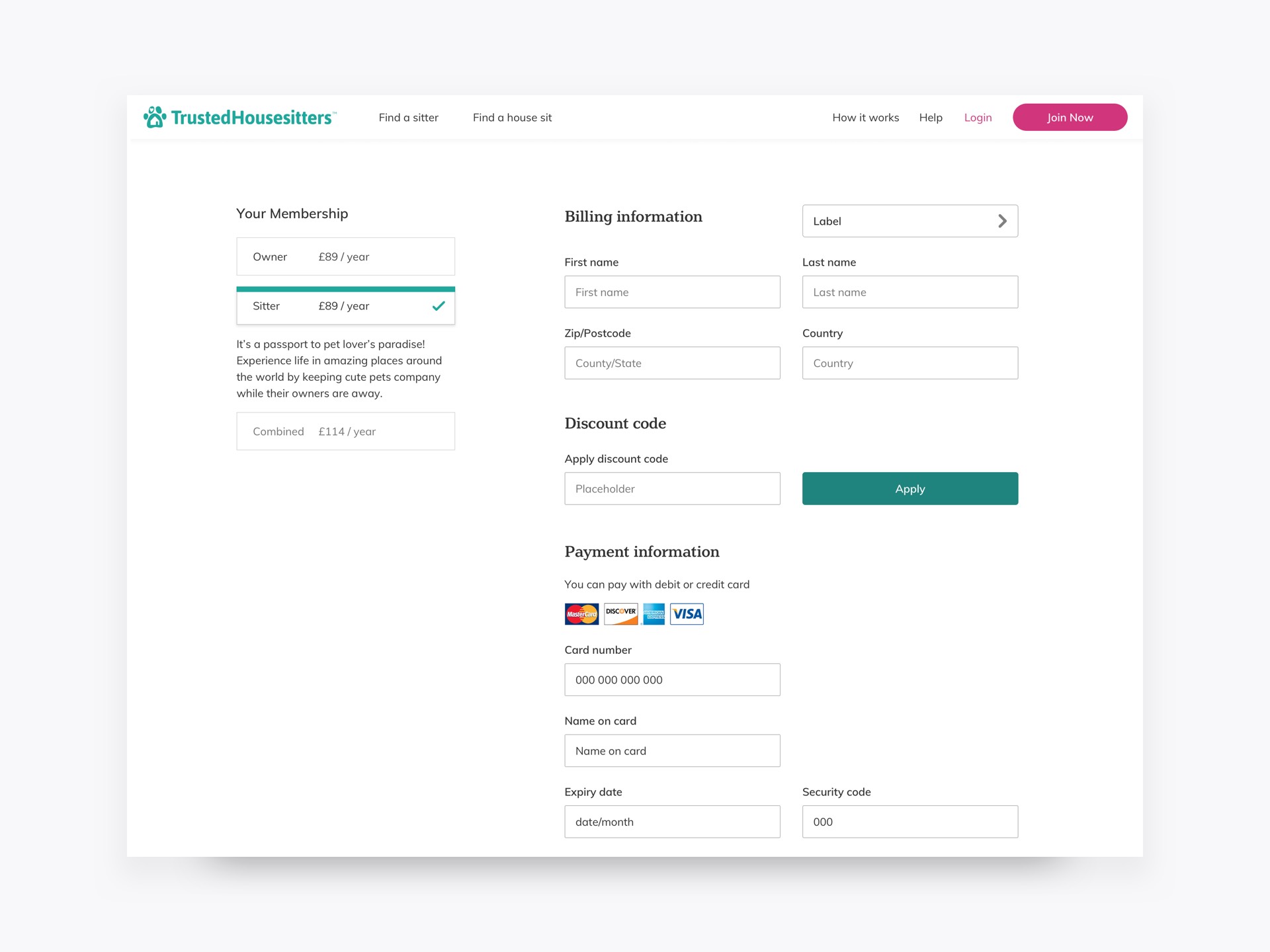 Checkout page