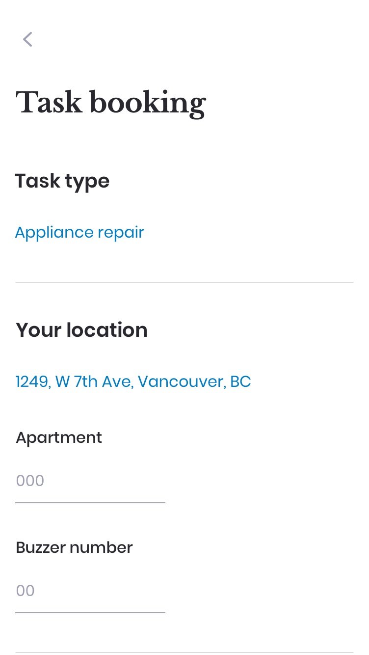 After — task booking screen using the consistent system.