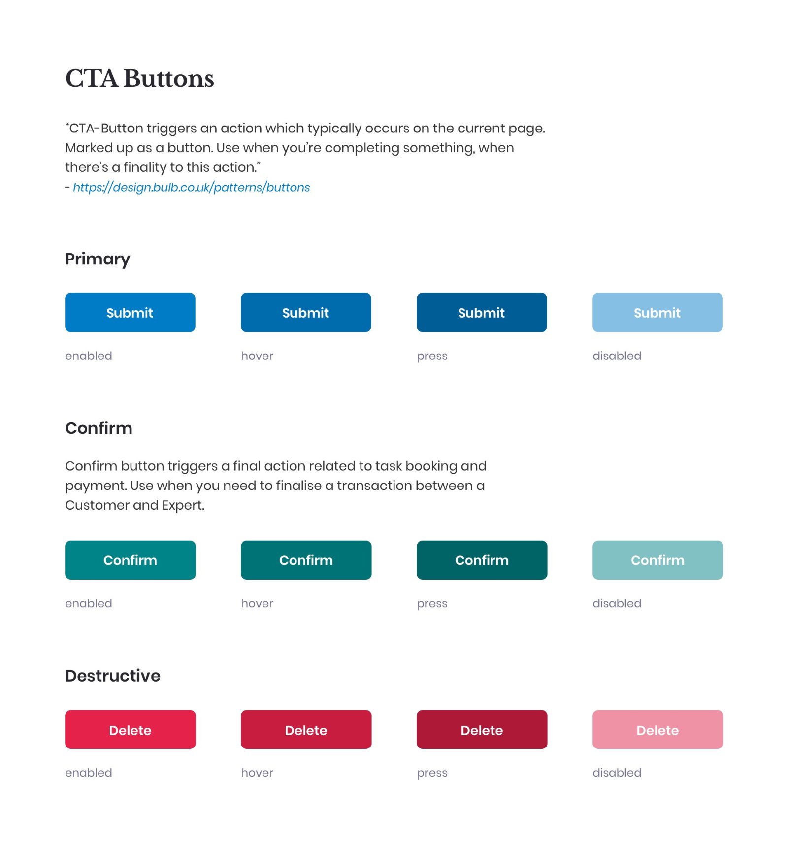 Design system documentation page.